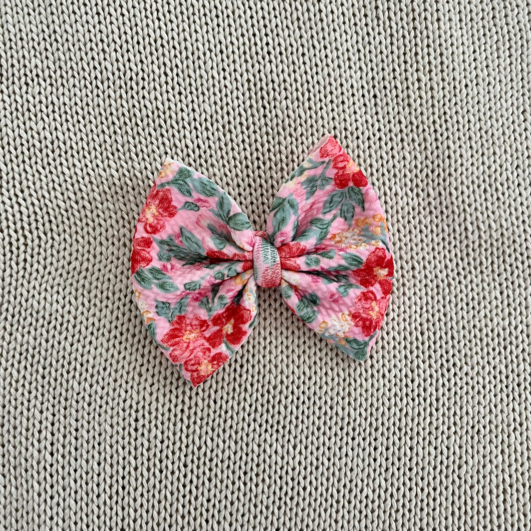 Pink & floral bow clip