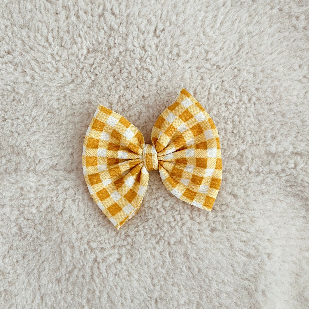 Yellow gingham bow clip