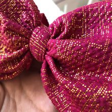 Load image into Gallery viewer, Magenta &amp; gold sparkle bow
