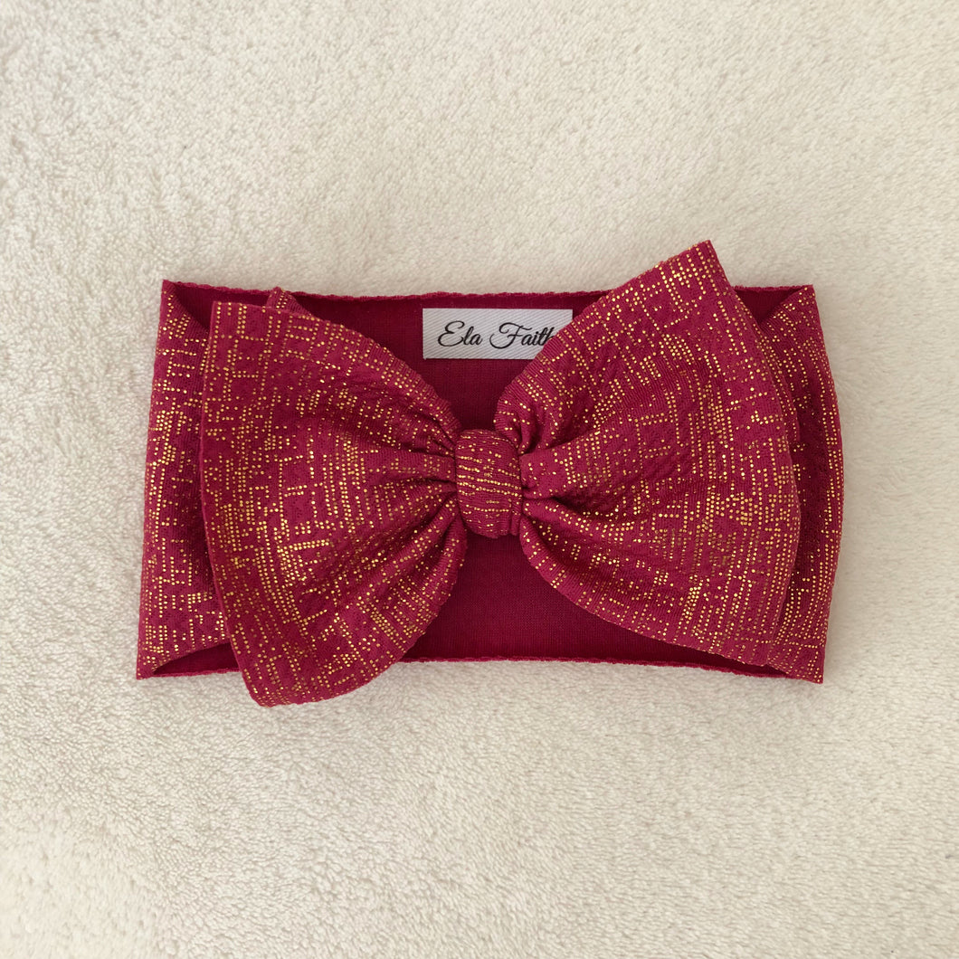 Magenta & gold sparkle bow